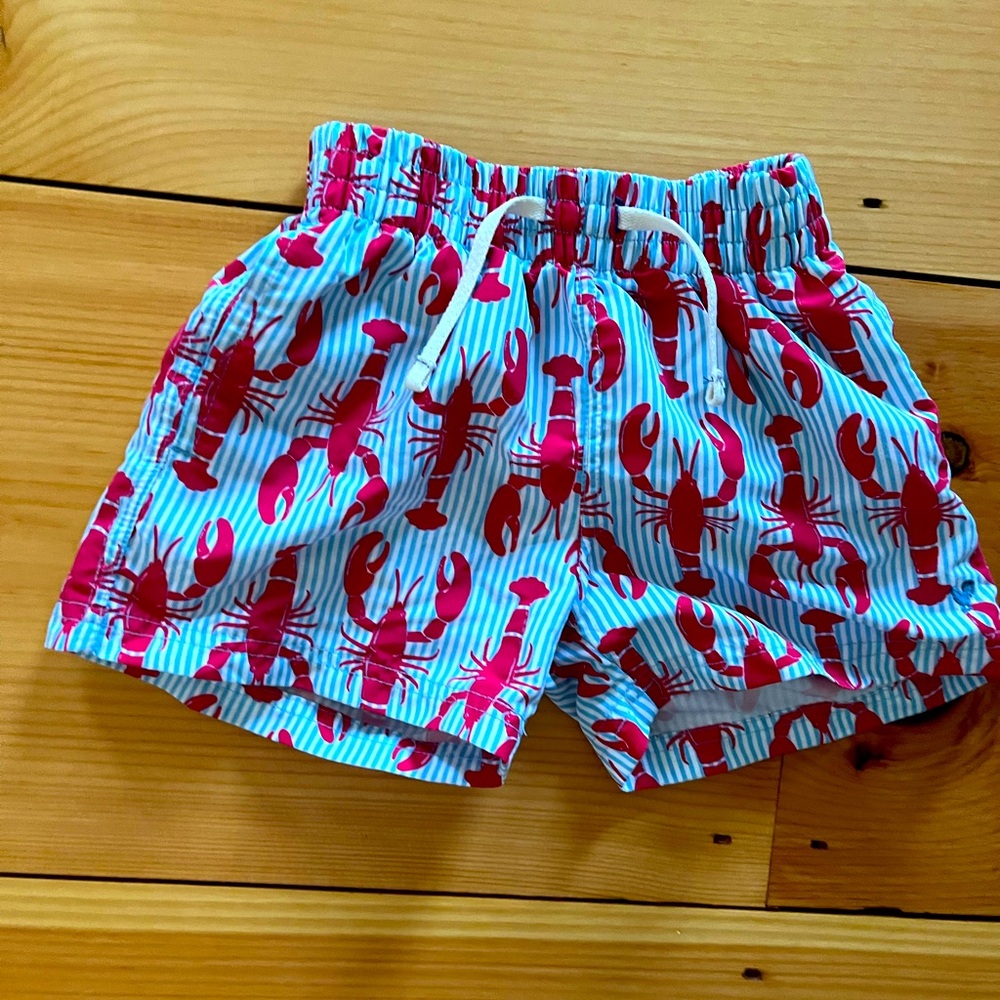 Pink Chicken Boys Swim Trunk - Lobster Stripe 2Y.